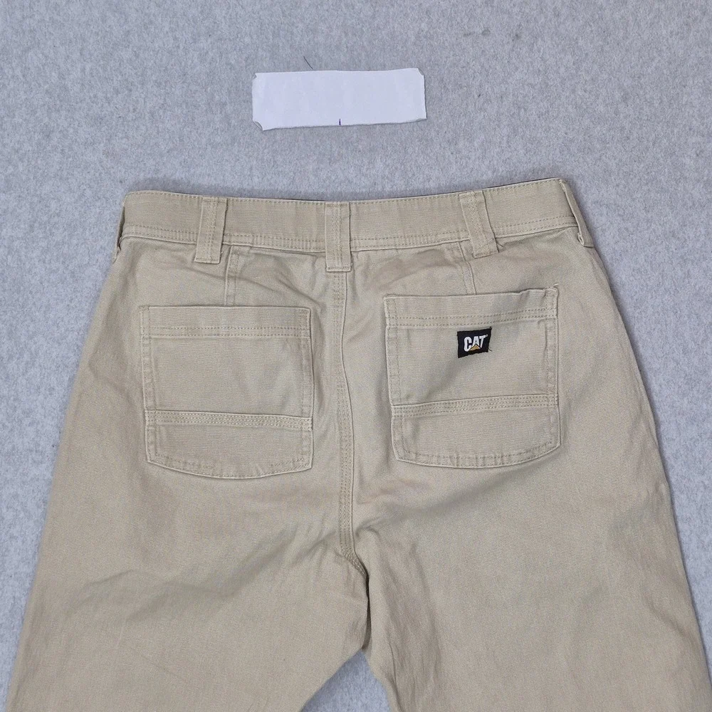 CAT Men Pants 30X32 Khaki Khakis Twill Work Pants Button 32